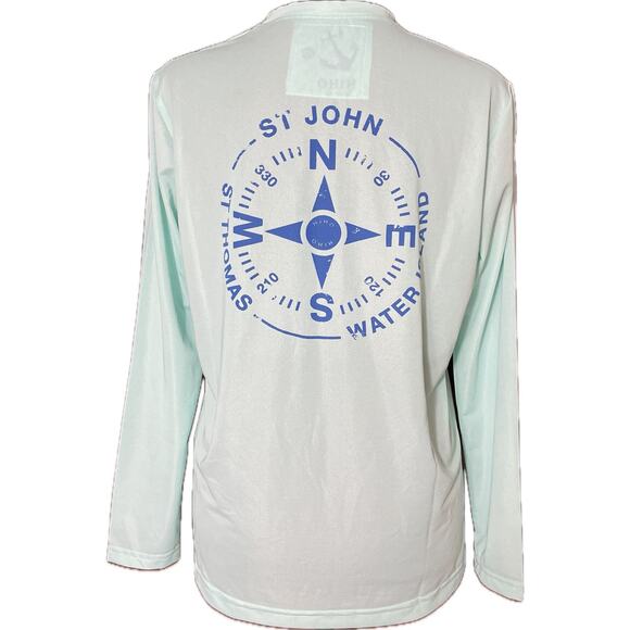 HIHO NWT VI Compass UPF 50+ N S E W Surf Shirt St John Virgin Islands Blue XS - Picture 3 of 7